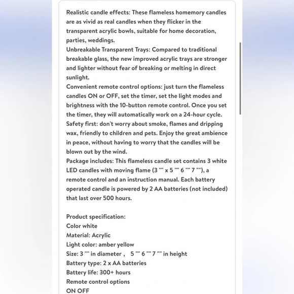 Flameless Flickering Candles Battery Powered with Remote New Set of 3 - Picture 7 of 9